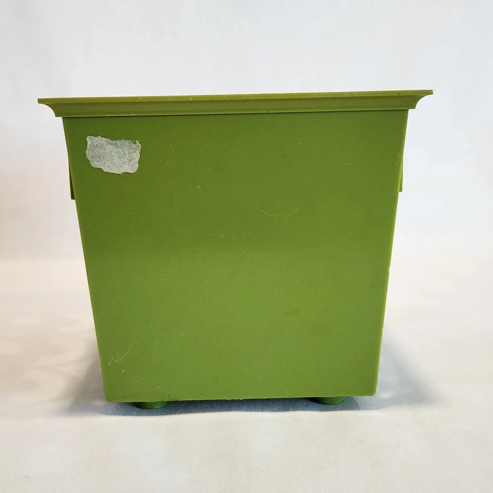 Vintage Lime Green Retro Floral Cutout Napkin Holder‎ Plastic Storage Basket MCM